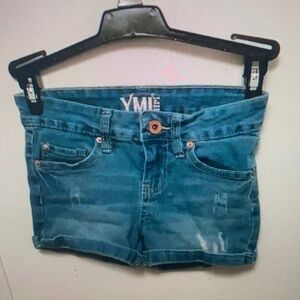YMI Light Blue Rolled Hem Denim shorts
